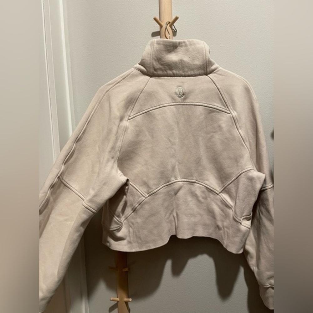 Scuba Oversized Funnel-Neck Half Zip in (Ivory) - Picture 4 of 5